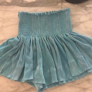 QUEEN OF SPARKLES Blue Pleated Women Shorts